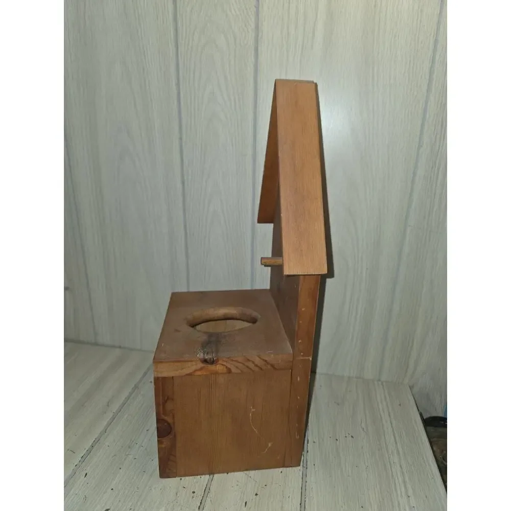 Vtg Wood Bird House Handmade Tissue Box Cover Farmhouse Cottagecore Country